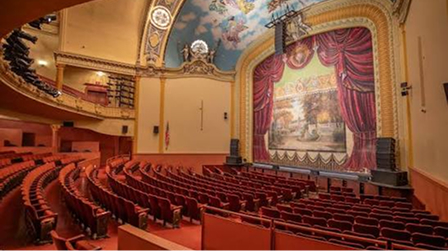 Ornate Byham Theater auditorium with red velvet seats facing a gilded stage.